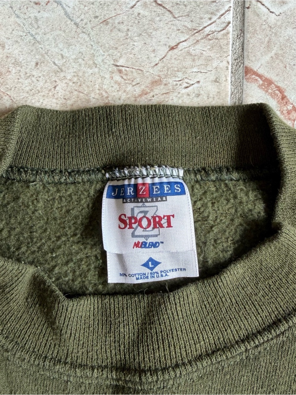Vintage Jerzees Olive Green Crewneck Sweater - Men's - Picture 3 of 6